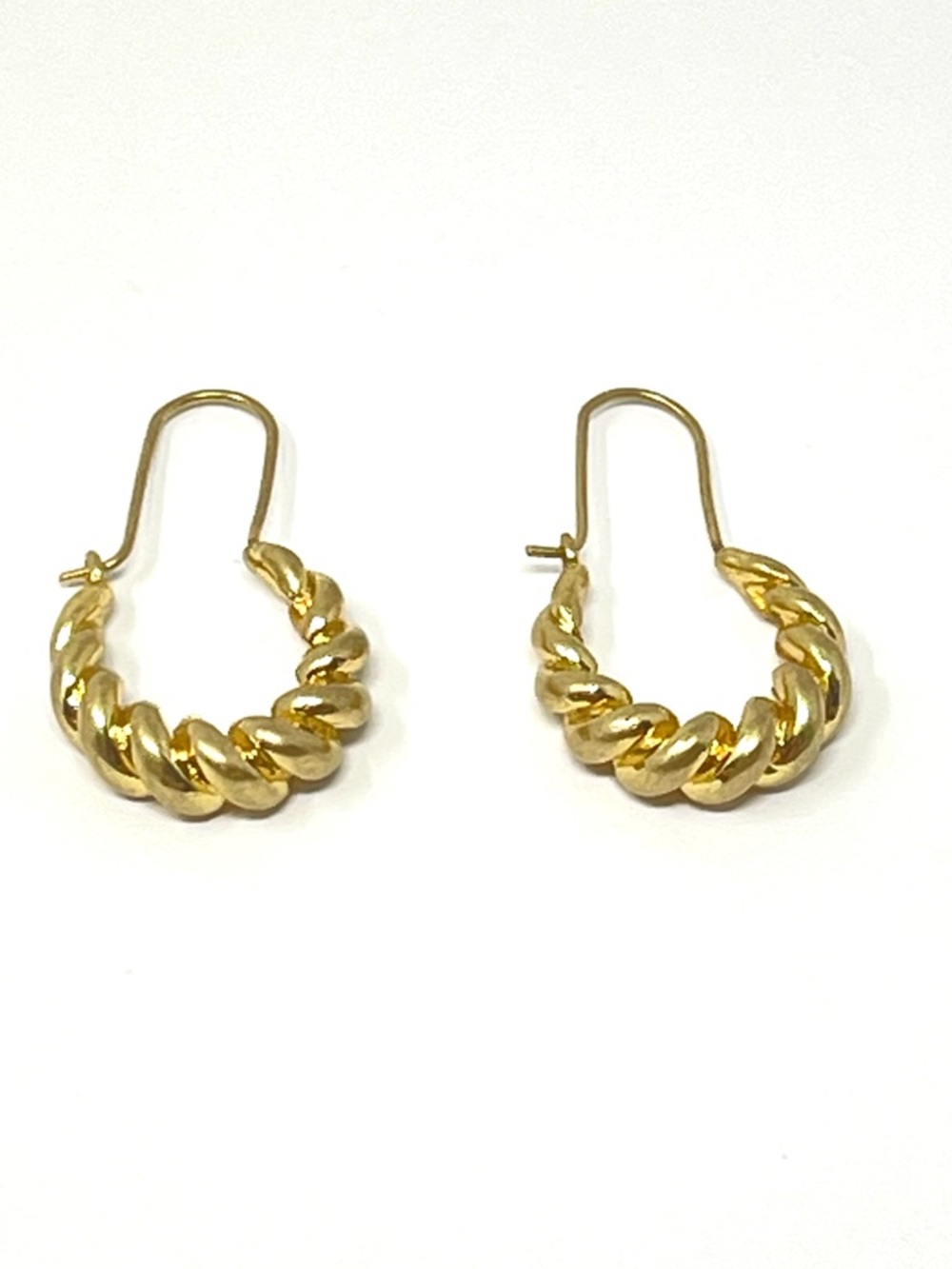 New Anthropologie Twisted Hoop Drop Earrings Gold - Picture 2 of 3